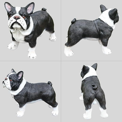 Outdoor French Bulldog Dog Statue with Interchangeable Welcome Sign and Detachable Solar Lantern –LED Light Garden Dog Sculpture Décor, Cute Puppy Design for Yard, Porch, Gift