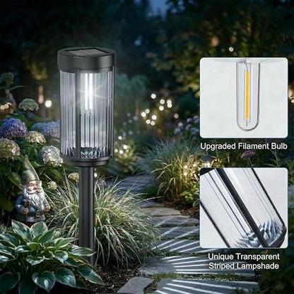 Sparkblaze 12 Pack Solar Garden Lights Outdoor, Decorative Solar Pathway Lights for Yard Auto On/Off Landscape Lighting for Walkway, Lawn, Garden, Waterproof Solar Stake Lights. (12, Cold White)