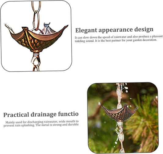 rain Chains for gutters Rain Chain Copper Imitation Chains for Gutters 3.3ft with 5 Cups Easy to Install Catcher for Outside Courtyards Replacement Style 2
