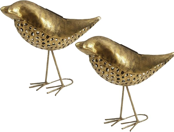 YOSION Solar Garden Bird Lights, 2-Pack Metal Decorative Figurines, Outdoor Path Lighting for Yard and Patio