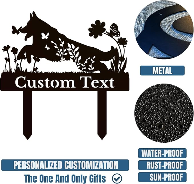 Personalized Metal Custom Garden Sculptures Statues, Yard Art,Shed, Flowerbed Decoration, Outdoor Decor, Animal Stake Pack, Cat Kitty Rabbit Bunny Dog Puppy Flower Metal Signs (Dog A)