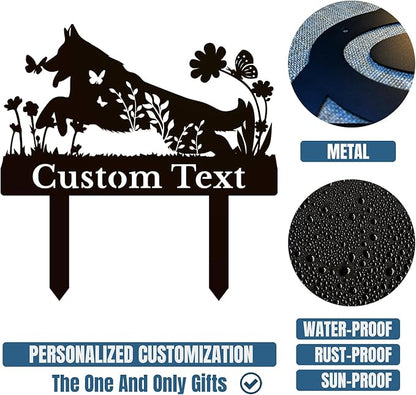 Personalized Metal Custom Garden Sculptures Statues, Yard Art,Shed, Flowerbed Decoration, Outdoor Decor, Animal Stake Pack, Cat Kitty Rabbit Bunny Dog Puppy Flower Metal Signs (Dog A)