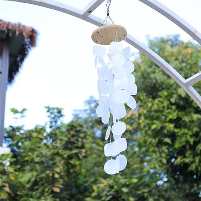 MUMTOP Shell Wind Chimes for Outside Clearance, Tropical White Capiz Shell Wind Chime for Patio,Indoor,Outdoor,Garden,Yard,Coastal,Beach Decor or Gifts for Women,Girl