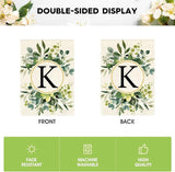 AVOIN colorlife Monogram Letter K Floral Garden Flag 12x18 Inch Double Sided Outside, Family Last Name Initial Yard Outdoor Decoration