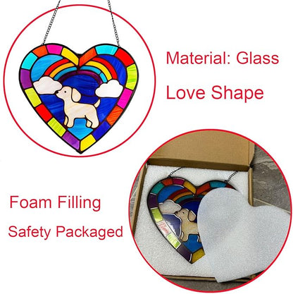 Stained Glass Window Hanging, Sun Catchers Glass Panel Window Suncatcher Panel for Mom,Wife,Grandmother,Women, Men, Garden Hanging for Christmas Mother's Day (Dog)