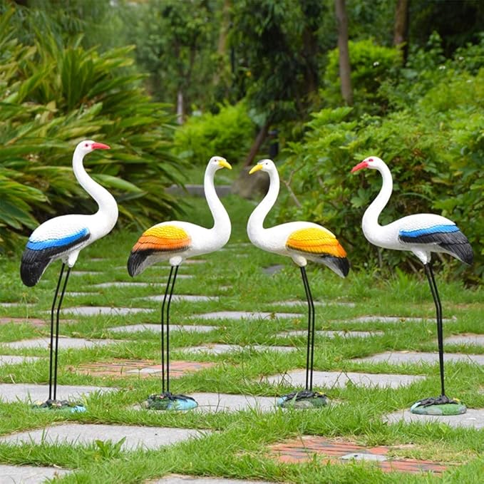 Garden Statue Animal Sculpture Outdoor Decor Gift Outdoor Statues Outdoor Garden Simulation Animal Sculpture Figurine Crane Statue Garden Courtyard Animal Decoration(25 * 9 * 60cm-B)