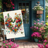 Colorful Floral Love Hearts Garden Flag 28X40 Inch Double Sided Small Burlap Birds Flowers Butterflies Outdoor Decorations Spring Summer Garden Flags Patio Yard Outside Decor