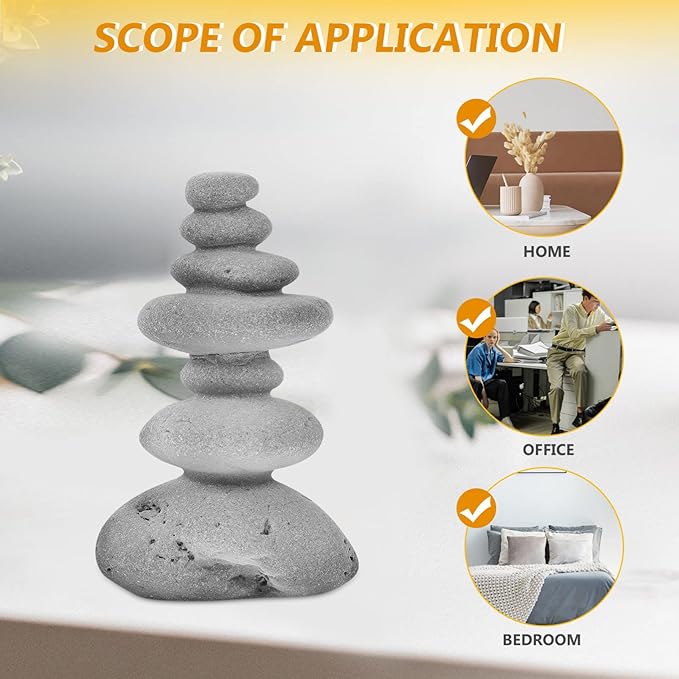 Happyyami Stacking Zen Stones Handmade Rocks Statues Japanese Garden Decor Office Relaxing Yoga Meditation Accessories Style L