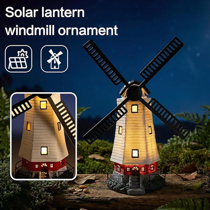 Solar Windmill Light Outdoor, Waterproof Garden Decoration with Auto Dusk to Dawn Sensor, Solar Powered Lantern for Yard, Patio, Park, Villa, and Residential Areas (White)