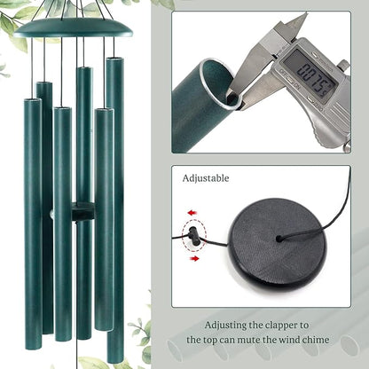 ASTARIN 45in Wind Chimes for Outside，Memorial Wind Chimes Large with 6 Heavy Tubes,Sympathy Gifts, Large Deep Tone for Garden Hanging Decor, Gift for Mom Women Grandma Neighbors,Green