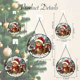 Stained Glass Window Hanging - 6.3 Inches Cat and Snowy Day Christmas Suncatcher for Garden Home Decor for Women Mon Grandma Friends