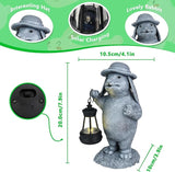 Solar Rabbit Garden Statue with Hanging Lantern - Funny Outdoor Bunny Figurine Easter Decor- Waterproof Resin Sculpture for Yard, Patio, Pathway - Easter Decorations & Birthday Gifts for Mom, Grandma