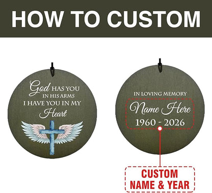 Personalized Wind Chimes, in Loving Memory of Sympathy Wind Chimes, Cross Memorial Wind Chime, Loss of Loved Dad/Mom, Heaven Wing Funeral Gifts, Listen to the Wind, Produced in USA