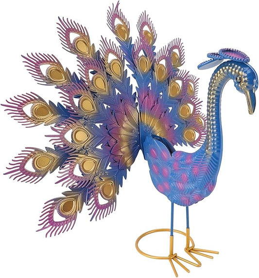 PeacockStatue, IronLawnFigurineGardenDecorwithIntricateDetailsandVibrantColors, forBackyardPorchPatioOutdoorDecoration