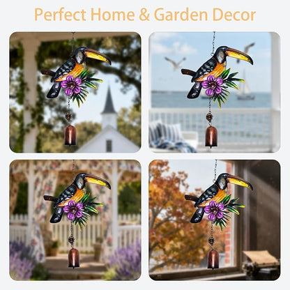 Bird Wind Chimes,Small Wind Chime for Outside,Mini Wind Bell,Toucan Outdoor Hanging Decor