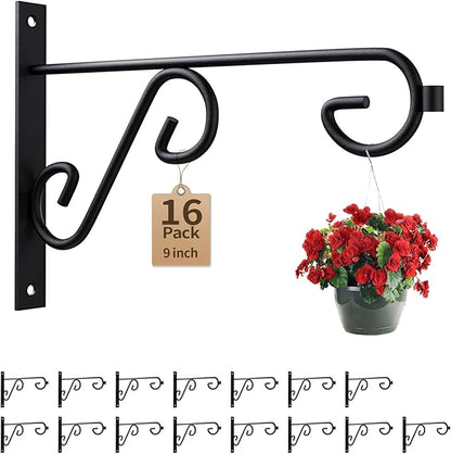 16Pack 9in Plant Hanger Bulk,Metal Wall Hook,Anti-Rust Indoor Outdoor Wall Hangers for Bird Feeders, Planters, Lanterns, Wind Chimes,Doorplate