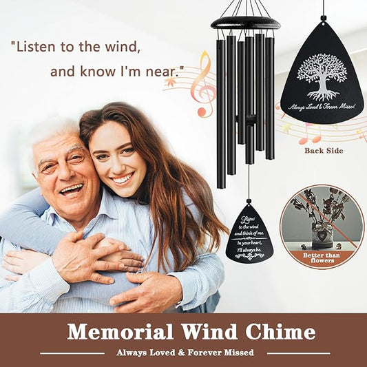 Soopau Memorial Wind Chimes, 32'' Sympathy Wind Chimes for Loss of Loved One, Sympathy Gift, Memorial/Bereavement/Condolences Gift Baskets for Loss, Windchimes in Memory of a Loved One (Metal)