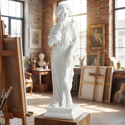 Giantex 31.5" Greek Goddess Statue with Bird, Roman Style Outdoor Garden Statue, Mythology Sculpture with Antique Finish, Weather-Resistant Magnesium Oxide Yard Decor for Patio, Lawn, Courtyard