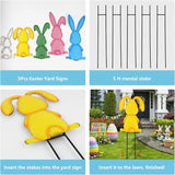 Metal Easter Yard Signs 5pcs with Stakes Welcome Peeps Bunny Garden Decorations Outdoor Holiday Welcome Signs for Happy Easter Themed Festival Party Supplies, Lawn, Garden Yard Decor
