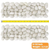 River Rock Stepping Stones Outdoor for Garden Walkway, 6 Pcs 16" L x 6" W Rectangle Shape Paver Step Stones Polished Pebble River Stone Mat for Yard Lawn Patio Pathway Walk Way - White