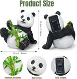 Solar Panda Statue for Garden Outdoor Decor Polyresin Panda Sculpture Figurine Bamboo with LED Lights for Patio Balcony Yard Lawn Decorations (Lying Posture)