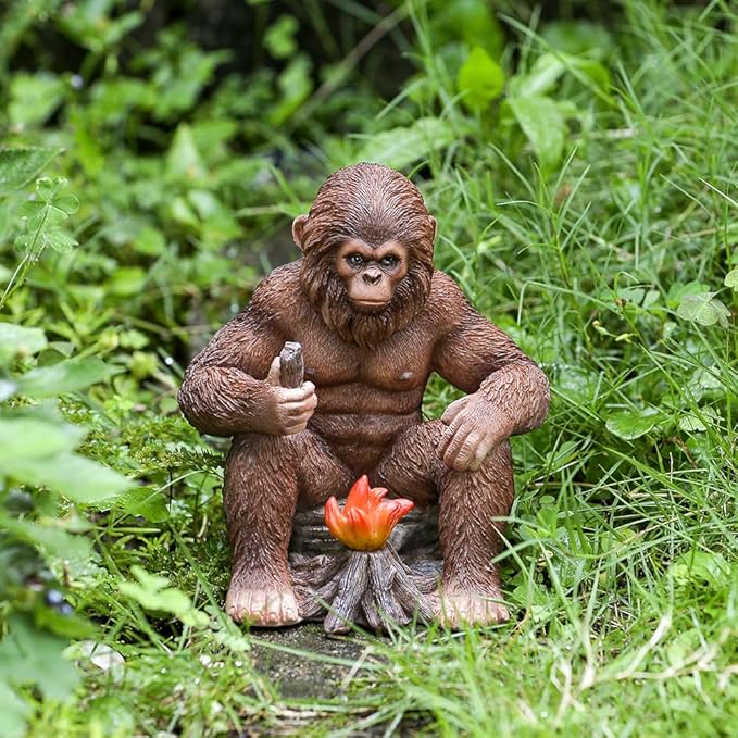Bigfoot Statue Bigfoot Monster Fire Resin Figures 6.1 Inches, Sasquatch Gifts. Sasquatch Decor Indoor/Outdoor. Garden Decor Father's Day and Festival Gifts