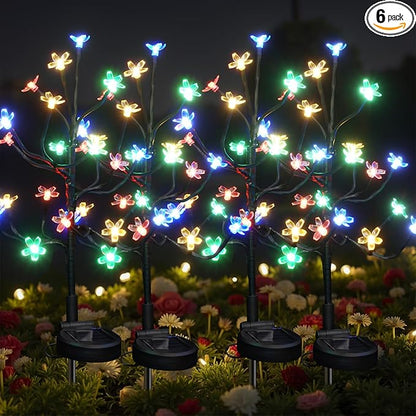 Solar Garden Lights Outdoor Waterproof,Garden Decor Solar Flowers For Outside Decorative,6Pack 2Modes Solar Powered Fairy Outdoor Decorations for Yard Patio Pathway, Gardening Gifts Mothers Day