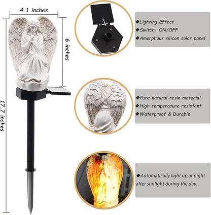 WAYDA Solar Light Outdoor Angle for Cemetery, LED Waterproof Angel Lamp, Solar Angel Lights for Garden, Balcony, Yard, Memorial Gifts