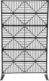 Metal Privacy Screen, 72" H x 44" W Freestanding Privacy Screens, Patio Decorative Metal Fence Panels with Stand, Portable Divider Screens, for Backyard/Patio/Deck (Black-Stripe, 72''H×44''W)