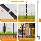 LETIANPAI 4 Pack String Light Poles,10 Ft Light Poles for Outside String Lights,Outdoor Lights Pole with Fork,Metal Poles Stand for Patio Deck Backyard