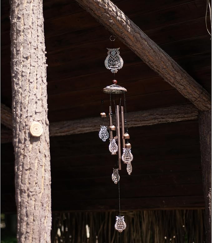 Wind Chimes for Outside- Owl，Owl Gifts for Women Men，Metal Wind Chimes Memorial for Outside/Indoors, Lawn, Patio, Home, Porch, Yard Decor, Garden Decorations