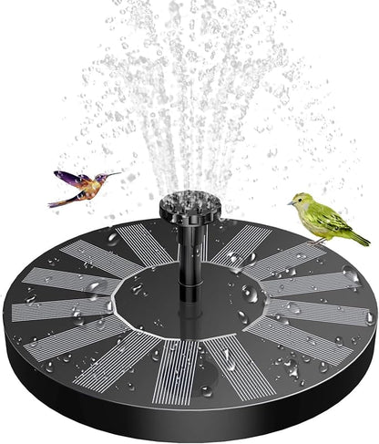 Upgraded Solar Bird Bath Fountains with 6 Nozzles, Free Standing Floating Solar Powered Water Fountain Pump for Bird Bath, Garden, Pond, Pool and Outdoor