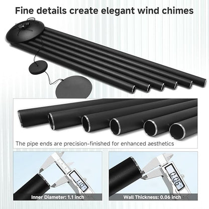 66" Extra Large Wind Chimes for Outside Deep Tone, 6 Thick and Bold Aluminum Tubes Tuned Relaxing Melody Wind Chime, Big Wind Chimes for Garden Patio Decor, Great Gift Idea for Mother's Day (Black)
