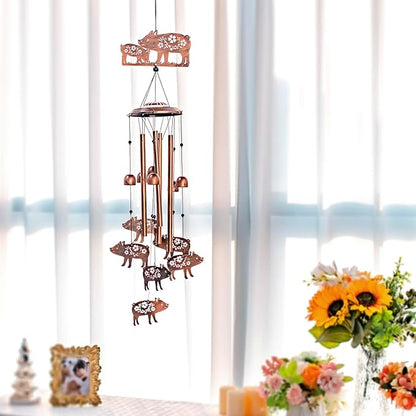 Pig Wind Chimes Outdoor Pig Gifts for Women Men Mom Dad Best Birthday Unique Gardening Gifts Metal WindChimes for Outside/Indoors, Lawn, Patio, Home, Yard Decor, Garden Decorations
