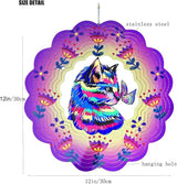 Wind Spinner, 3D Hanging Wind Spinner Ornament, Gifts for Women Mom Grandma, 12inch Metal Wind Kinetic Sculpture for Outdoor&Indoor Decor, Yard Art, Garden Decoration (Purple-Cat)