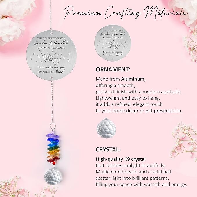 Gifts for Grandma Birthday Gift - Crystal Suncatcher Rainbow Maker - Unique Hanging Window Decor - Sentimental Keepsake - Meaningful Gift for Grandmother from Grandkids
