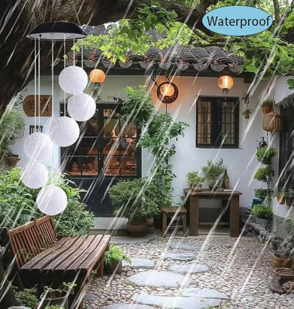 Warm White Crystal Ball LED Light Solar Wind Chime Lamp，Solar Lights Outdoor Waterproof for Balcony, Garden, Terrace and Courtyard Decoration. (Warm White)
