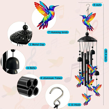 Wind Chimes for Outside, Deep Tone Memorial Windchimes for Patio Porch Balcony Decoration, Memorial Wind Chimes Gifts for Women Mom Grandma Sister (Hummingbird)