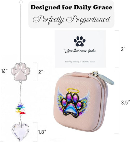 Rainbow Bridge Heart Suncatcher - Pet Memorial Gift for Loss of Dog or Cat, Crystal Remembrance Ornament, Sympathy Keepsake for Puppy Passing Away