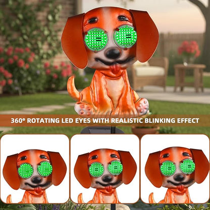 Dog Solar Garden Stakes with Cute Moving Eyeball Lights for Outdoor Yard Patio Decor, 39.3" Dog Solar Lights Outdoor Metal Garden Decor for Outside