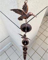 8.5FT Rain Chain, Hummingbird Rain Chains for Gutters, Functional and Decorative Replacement Downspout Chain for Outside, Metal Garden Rainwater Diverter Catcher Chains, Antique Copper