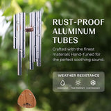 UpBlend Wind Chimes for Outside Gift – Deep Tone Wind Chime with Decorative Stone – Garden and Patio Décor for Porch or Yard, Elegant Outdoor Ornament, Meaningful Gift for Neighbors. 29” Silver.