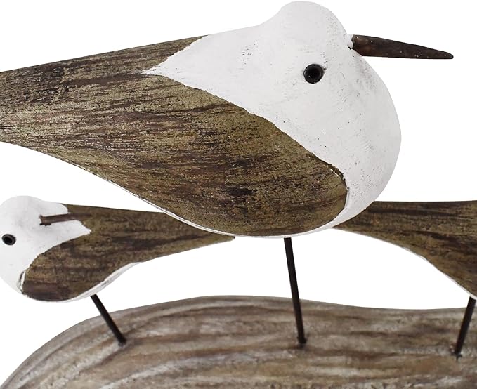 Morning View Wooden Sea Birds Decor Wood Seagull Statue Bird Figurines Seabird Statue Standing Seagulls Decorations Coastal Sculpture Nautical Beach Ocean Home Table Garden Yard Lawn Outdoor 7 Inch