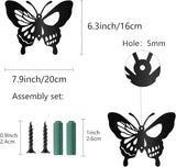 CREATCABIN Moth Metal Wall Decor Black Skull Metal Wall Art Hanging Ornament Iron Butterfly Wall Decoration Sculpture Butterfly Boho Home Decor for Modern Farmhouse Rustic Home Bathroom 8 x 6.3Inch