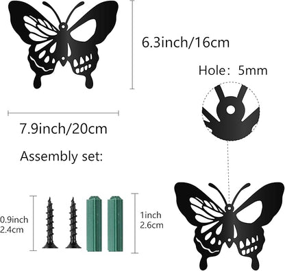 CREATCABIN Moth Metal Wall Decor Black Skull Metal Wall Art Hanging Ornament Iron Butterfly Wall Decoration Sculpture Butterfly Boho Home Decor for Modern Farmhouse Rustic Home Bathroom 8 x 6.3Inch