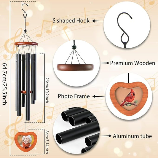 Memorial Wind Chimes for Outside - Personalized Cardinal Sympathy Wind Chimes Gifts for Loss of Loved One, Loss Mom Dad Grandpa Grandma Bereavement Remembrance Grief Gifts