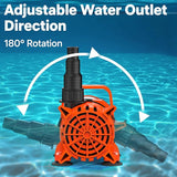 DOKO 1800GPH Submersible Water Pump, 180° Ajustable Pond Pump with 20FT Power Cord 100W Ultra Quiet Pond Pump for Outdoor, Fountain, Waterfall, Fish Tank, Hydroponic, Statuary, Orange Black
