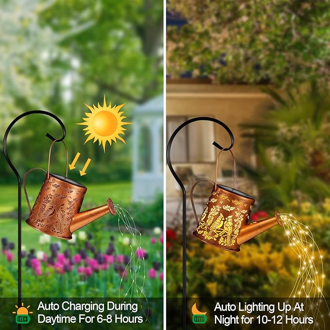 Solar Watering Can Light, Solar Powered Hanging Lantern Landscape Lights, Decorative Garden for Yard Waterproof Garden Decor, Gifts for Mom, Grandma（Cardinal）
