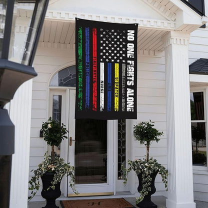 No One Fights Alone Flag 3 X 5 Ft Polyester with Brass Grommets For Lawn Patio Yard Garden Home Outdoor Decor Fade Resistant Banner