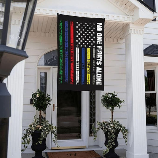 No One Fights Alone Flag 3 X 5 Ft Polyester with Brass Grommets For Lawn Patio Yard Garden Home Outdoor Decor Fade Resistant Banner